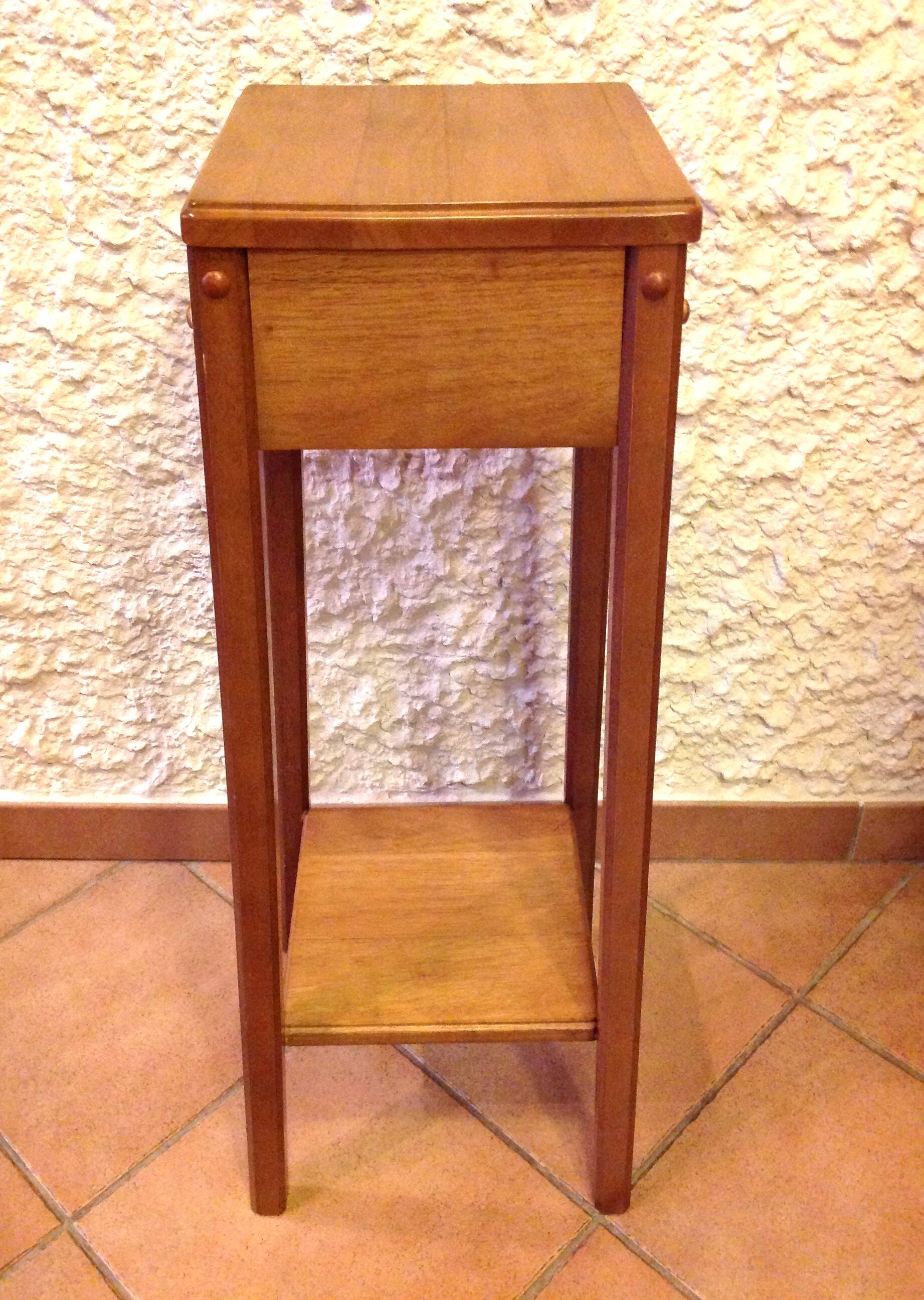 Square plant holder in light wood / 70s-80s