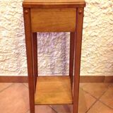 Square plant holder in light wood / 70s-80s