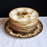 Oyster service, platter and 6 Longchamp oyster plates.