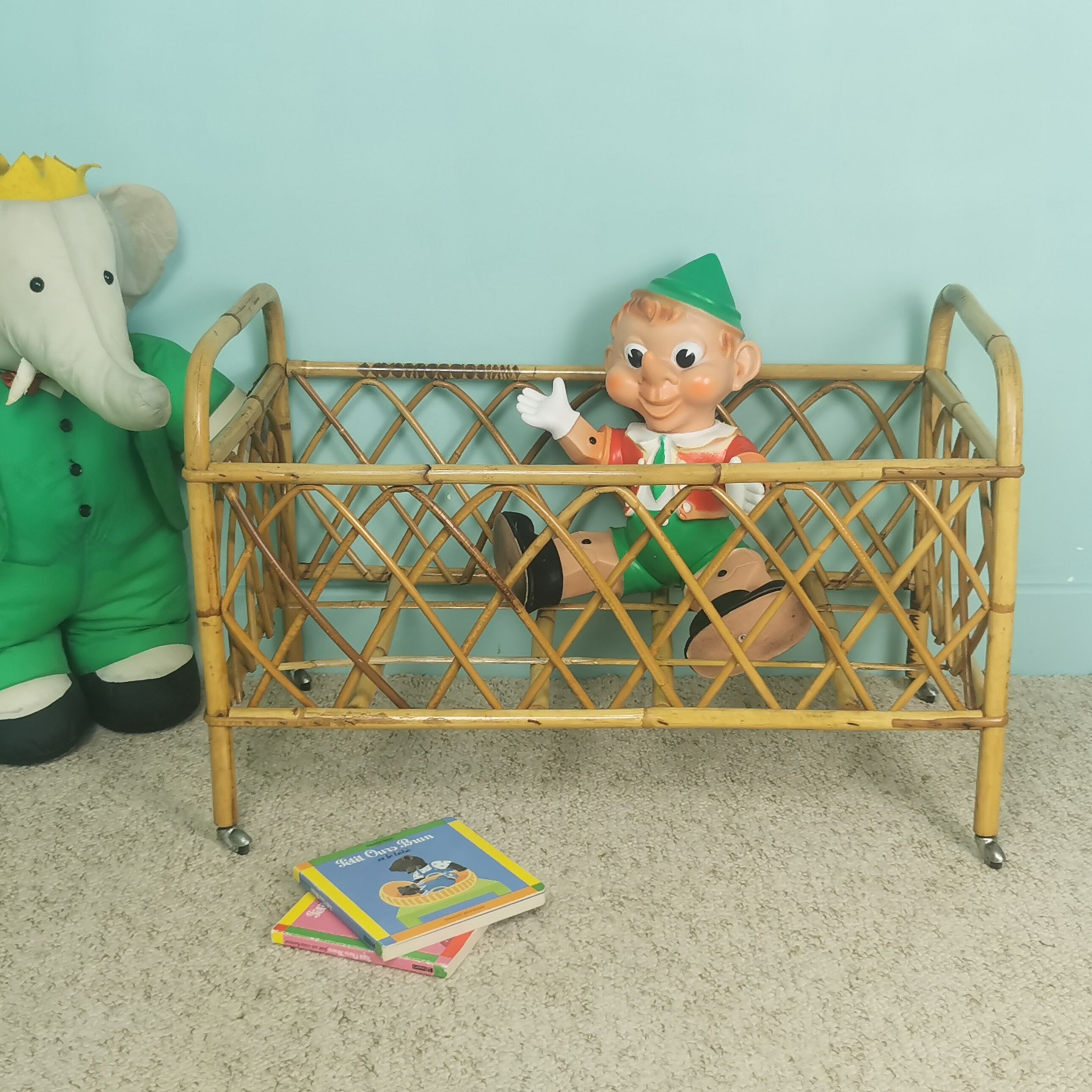 Rattan doll bed