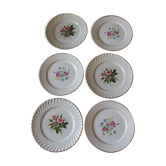 3 flat plates Lunéville Roses & 3 flat plates Floralies Digoin Sarreguemines Gilding