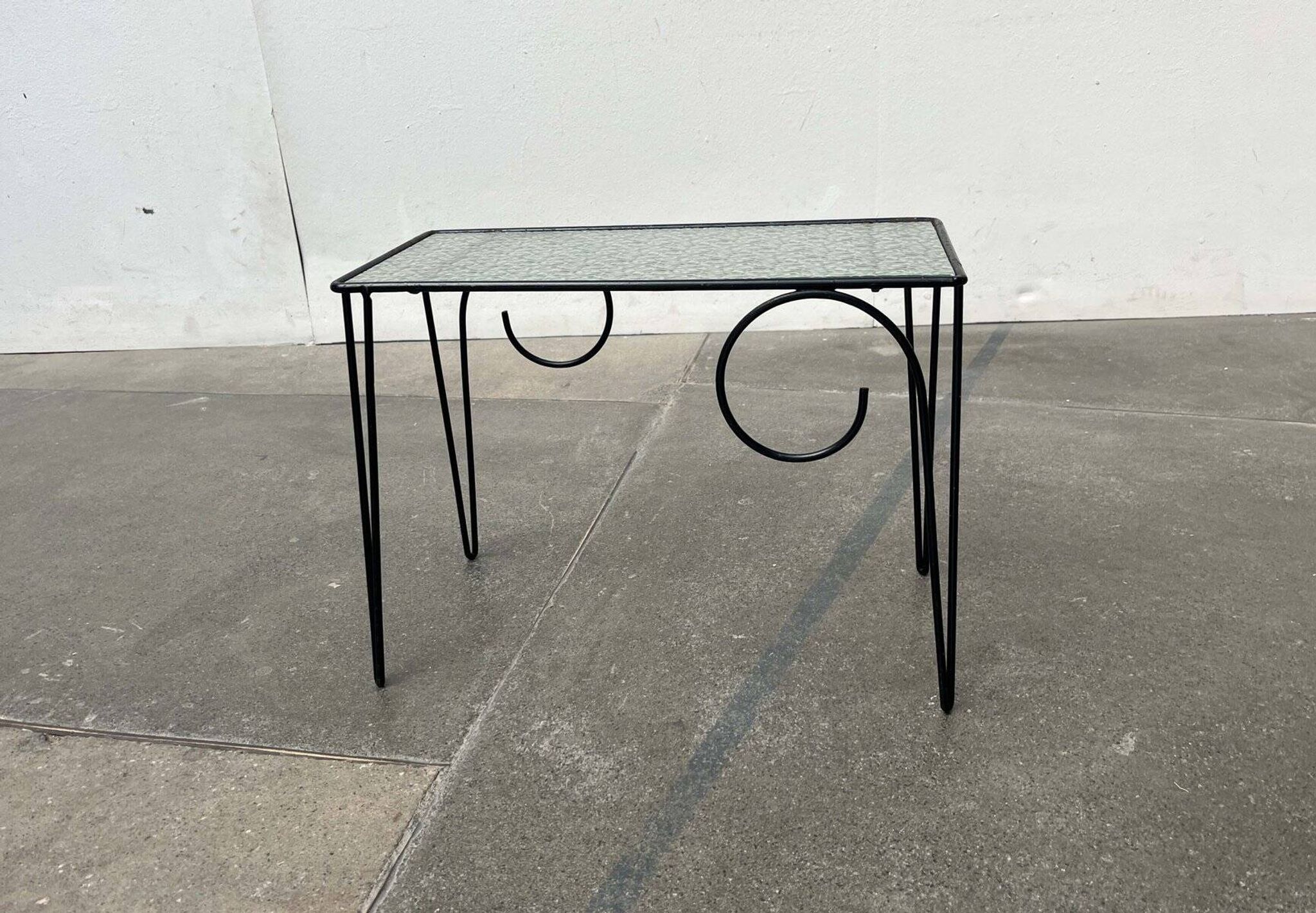 1960s Danish style glass side table String, mid-century.