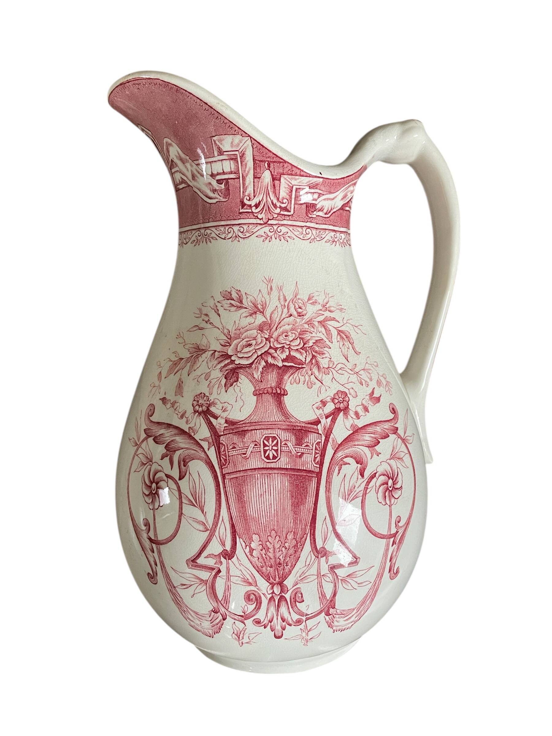Antique earthenware pitcher from Boch Frères La Louvière