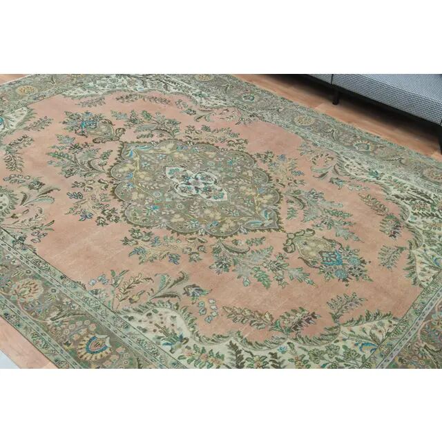 Tapis vintage persan fait main en laine et coton orange, années 1970