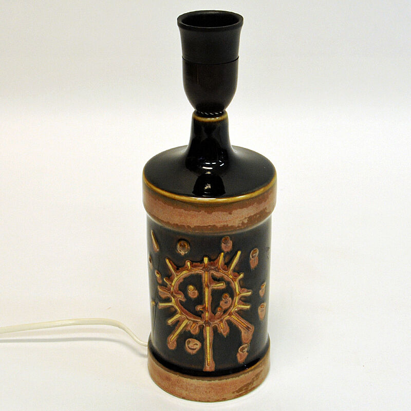 Tablelamp of brown glazed ceramics by Carl Harry Stålhane - Sweden 1960s