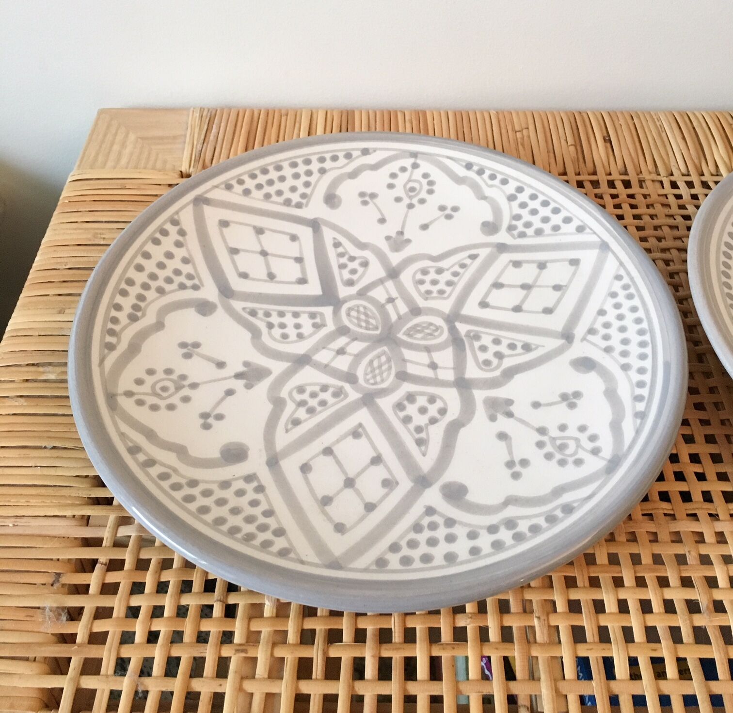 Lot of 2 plates in grey Moroccan ceramic