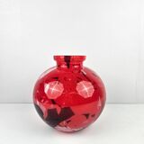 Vintage red glass ball vase