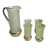 Green granita set consisting of a pitcher and 4 glasses in orangeade 50s