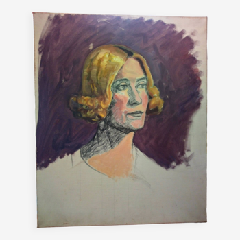 Portrait de femme à l'huile Noucentisme Catalan 1910/1920