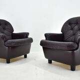 Design, Scandinavian, leather armchairs by Peem, 1970s, Finland