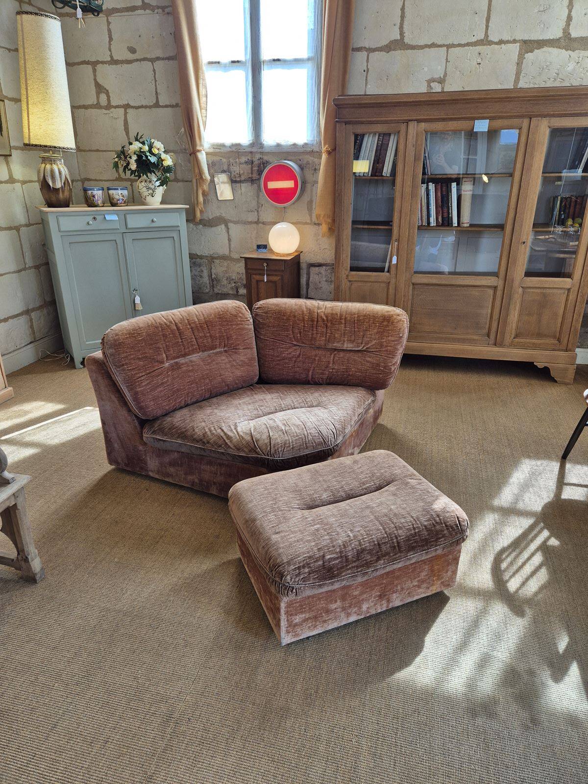 Vintage corner sofa and ottoman
