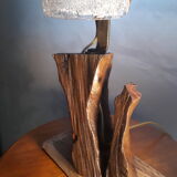 Murano glass lamp Italy 1970 foot root exotic wood