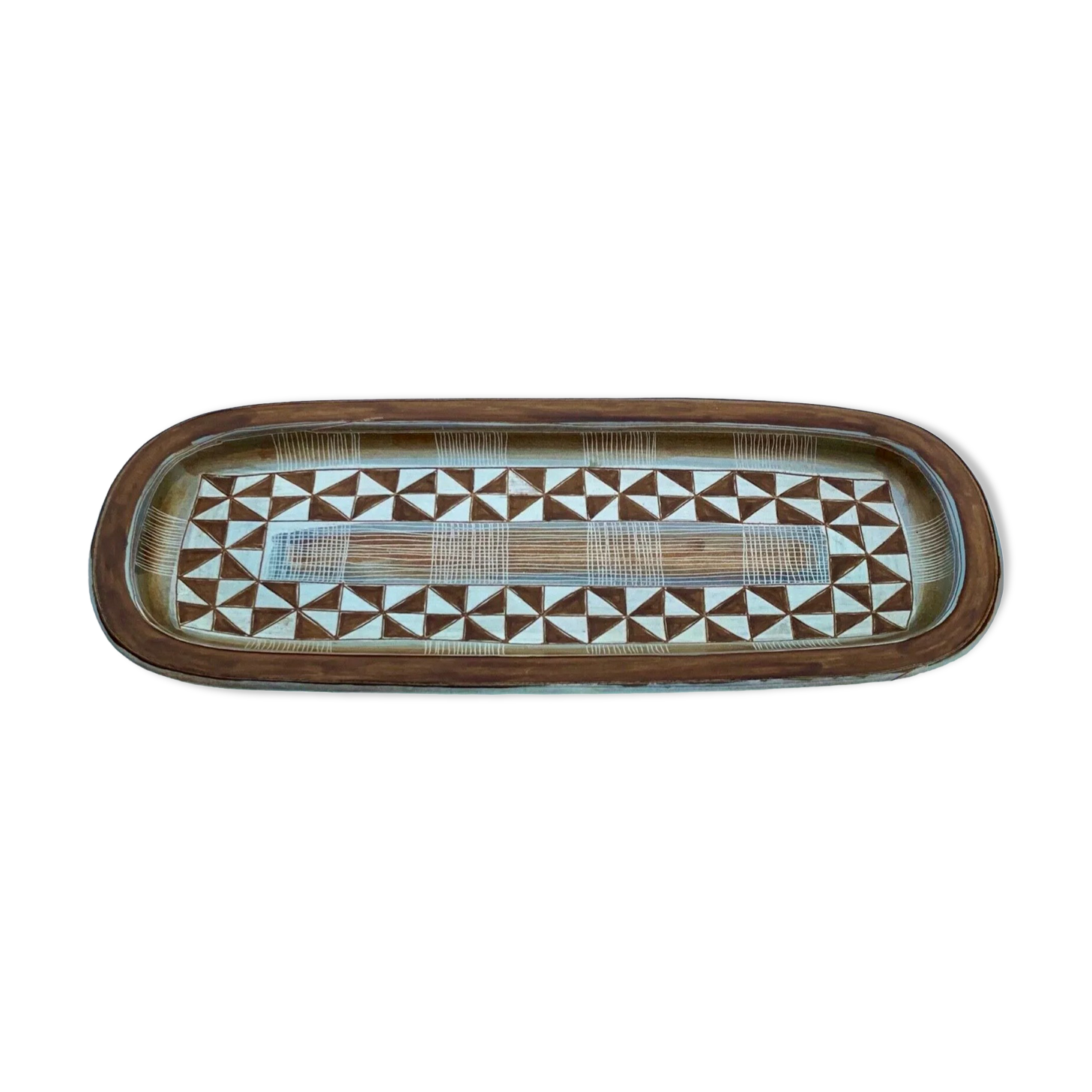 ceramic plate EPOQUE 1950 africanist decoration - signed GUILLOT - FRANCE