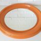 Orange vintage round wall plastic mirror 1980s, space age vanity mirror