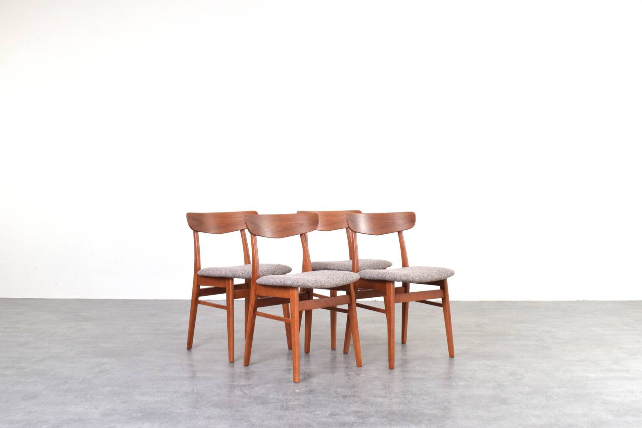 Mid-Century Danish Teak & Wool Dining Chairs from Farstrup, 1960s, Set of 4