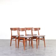 Mid-Century Danish Teak & Wool Dining Chairs from Farstrup, 1960s, Set of 4