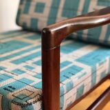 Model B-7752 Blue Jacquard Armchairs by Zenon Bączyk, 1960s, Set of 2