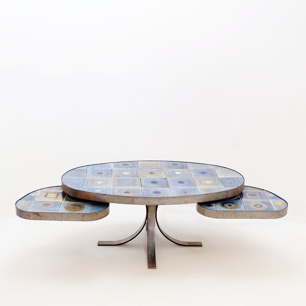 Oval coffee table by Georges Pelletier for La Roue Vallauris - France, 1970