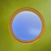 Vintage round bamboo rattan mirror 70s bohemian wall-mounted