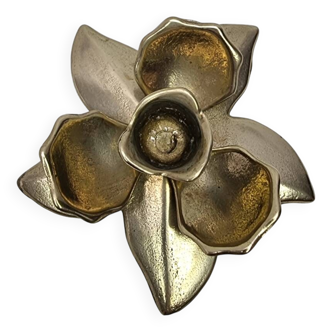 Bougeoir Lotus en laiton vintage, années 1970
