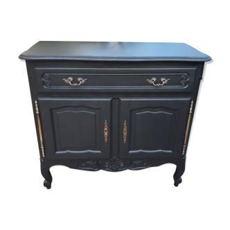Steel black sideboard-chest of drawers in Parisian buffet format