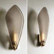 Designer Gray Sanded Leaf Murano Glass Wall Sconces, Contemporary Set of 4