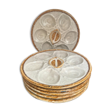 Set of 6 beige oyster plates