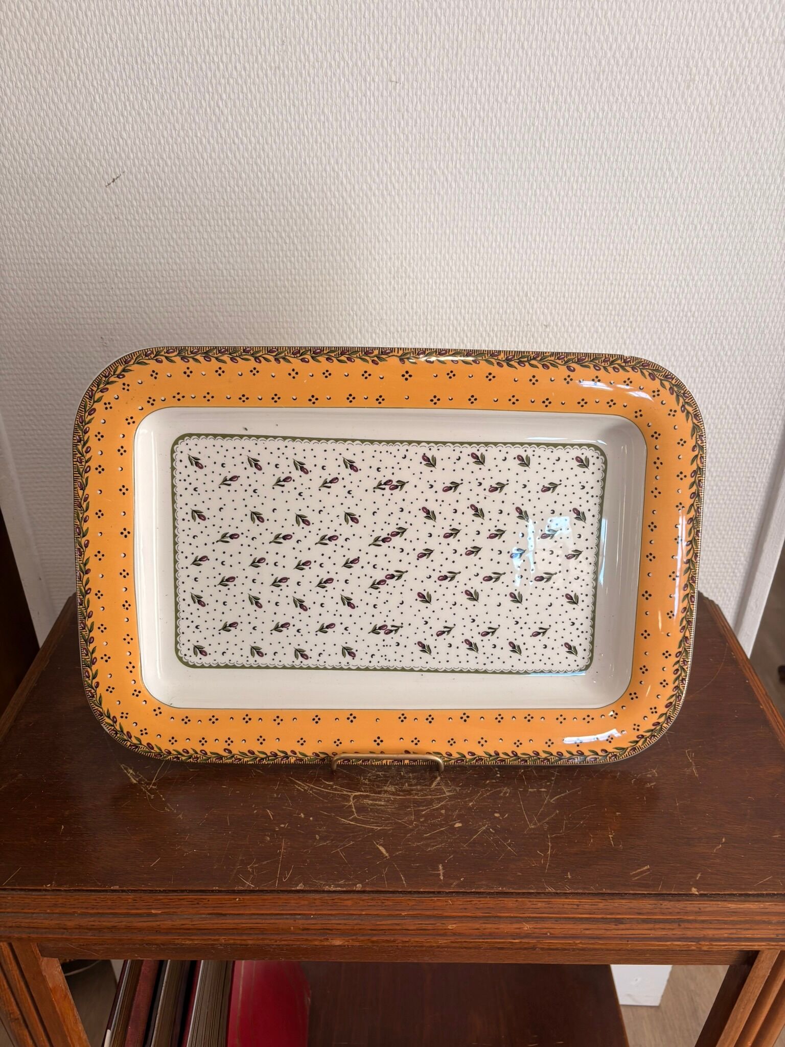Large Square Plate Geneviève Lethu Mado Floral Decor 43x31cm