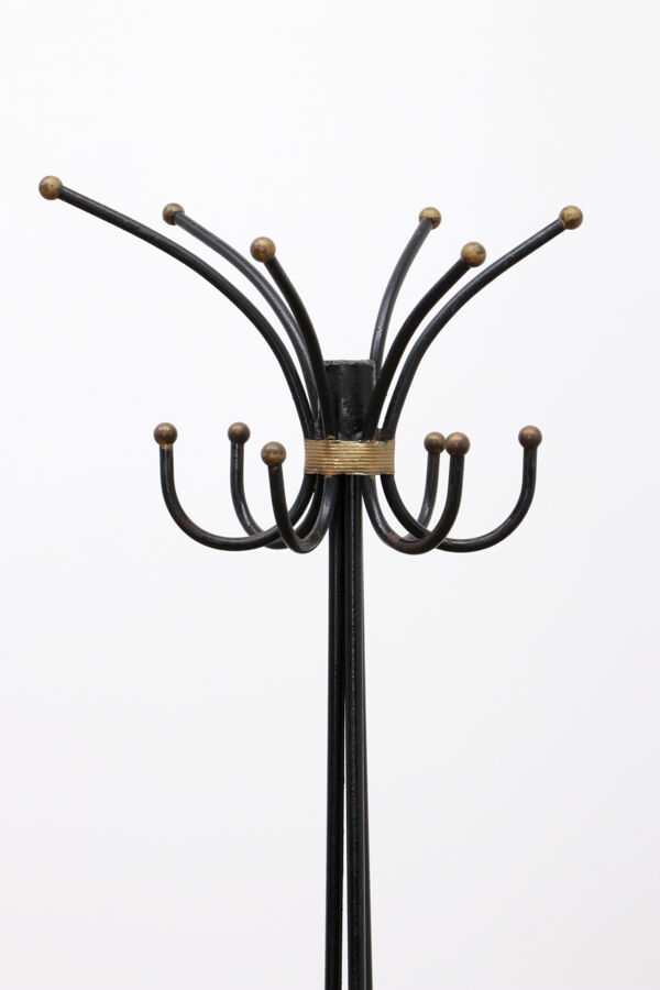 Porte-manteau français en fer forgé à la main par Jean Royère, 1960
