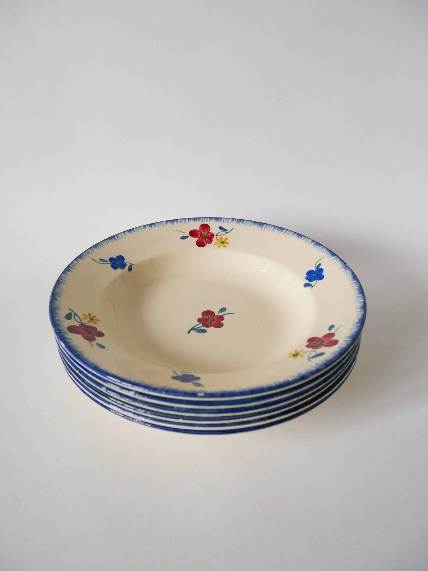 Set of 6 digoin sarreguemines soup plates model "mary-lou" 1940