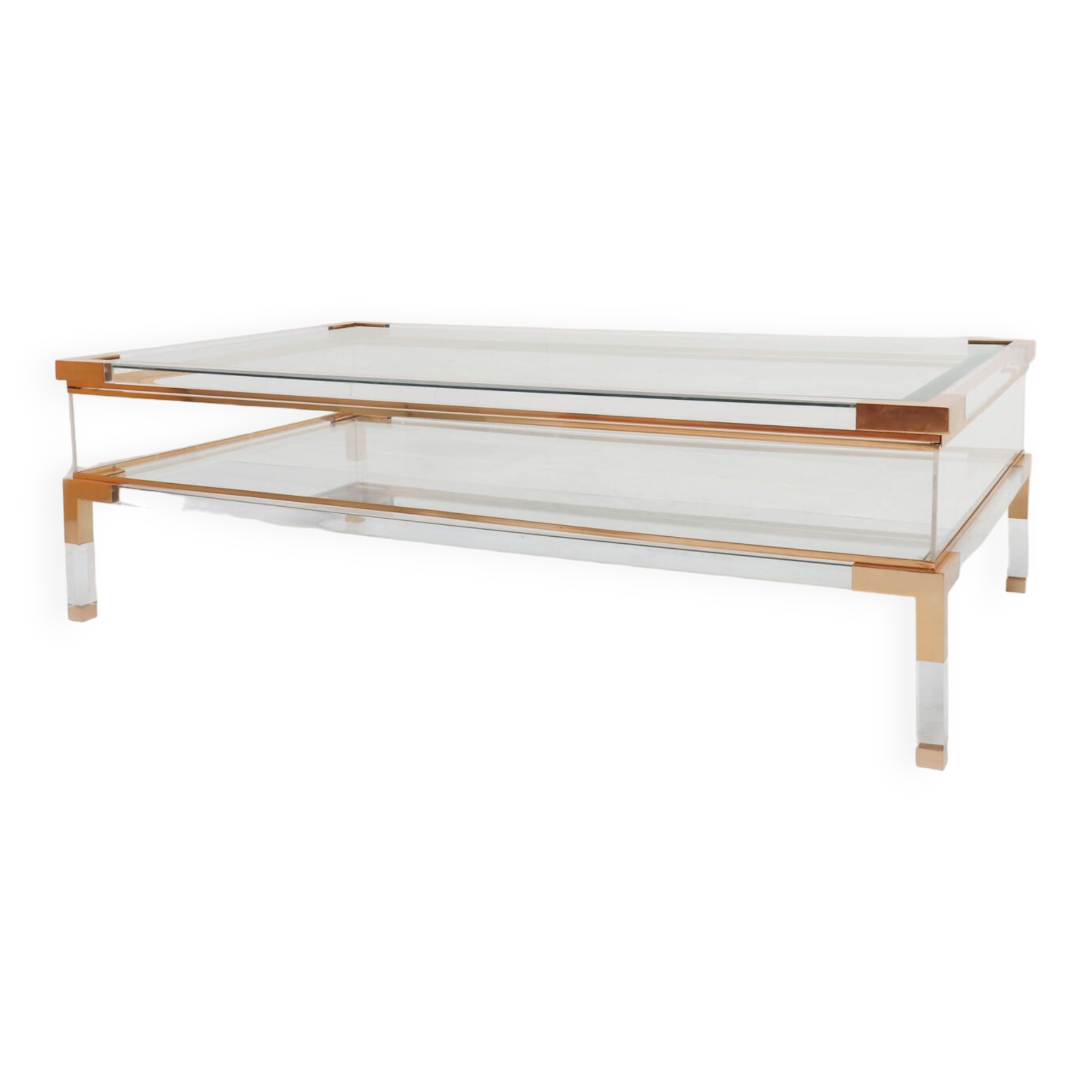 Sliding table in lucite and brass, Jansen House style