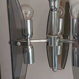 Veca style design pendant chandelier smoked glass 1960 6 lights