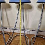 Ensemble de 3 tabourets de bar vintage en acier chromé, design Mirima France, années 70, 84 cm