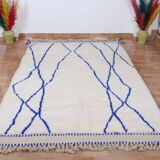 Handmade Moroccan wool rug, large size 250x150 cm, handcrafted.