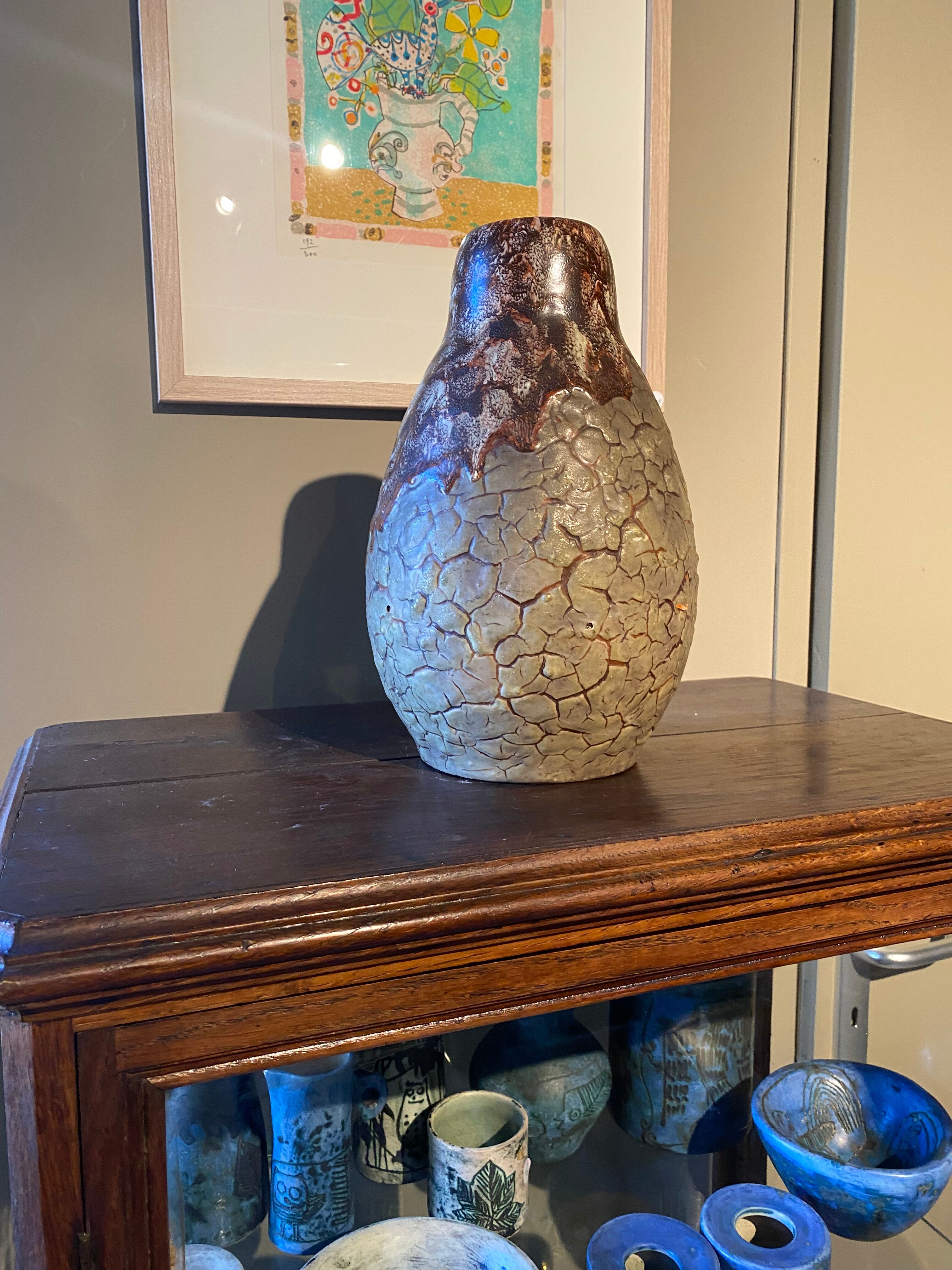 Brutalist ceramic vase signed dage