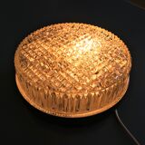 Plafonnier rond en verre bullé années 60