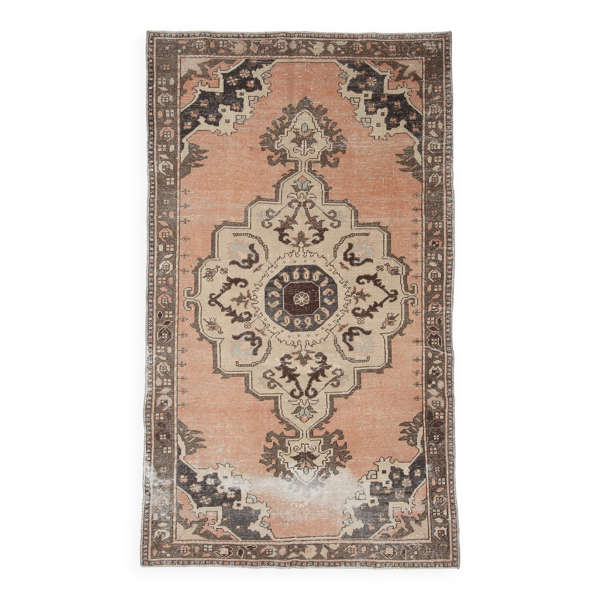 5x8 Vintge Peach & Brown Persian Vintage Rug, 140x247Cm