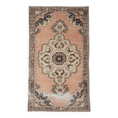 Tapis persan vintage pêche et marron 5x8, 140x247 cm