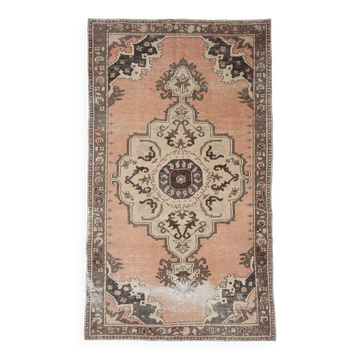 5x8 Vintge Peach & Brown Persian Vintage Rug, 140x247Cm