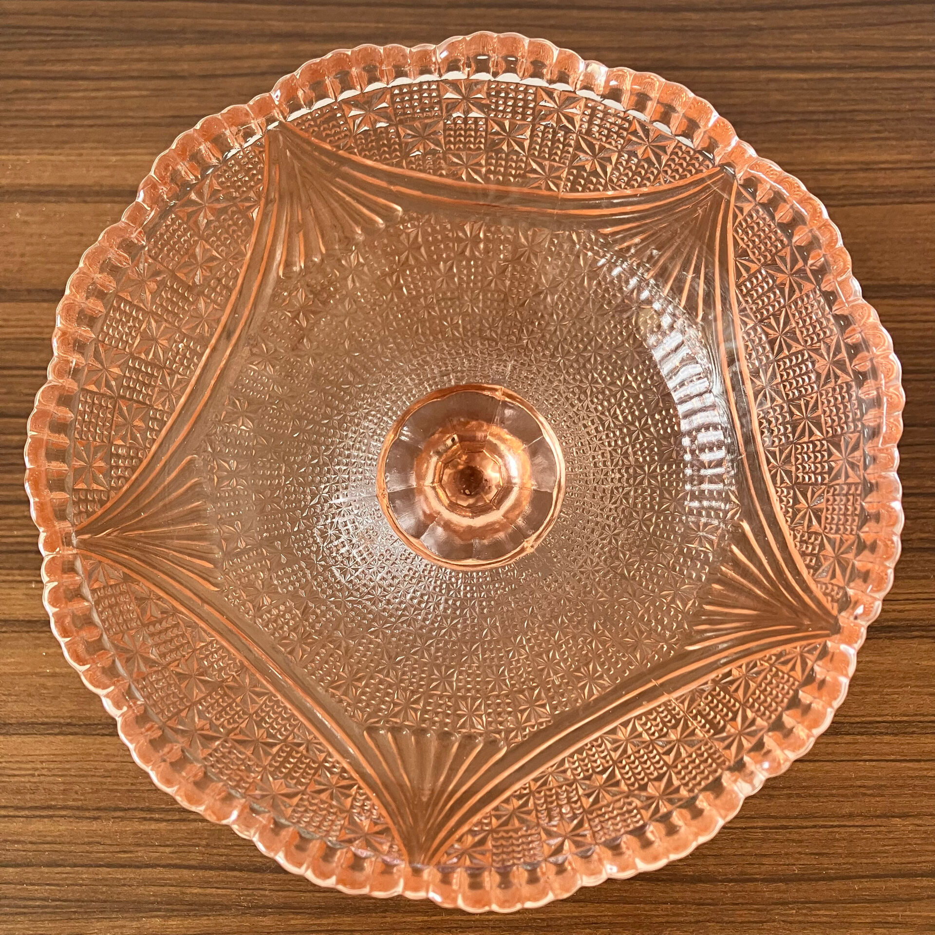 Pink glass fruit bowl