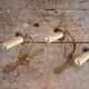 Pair of Empire style bronze wall lights, bronze wall light with palmette and swan neck.