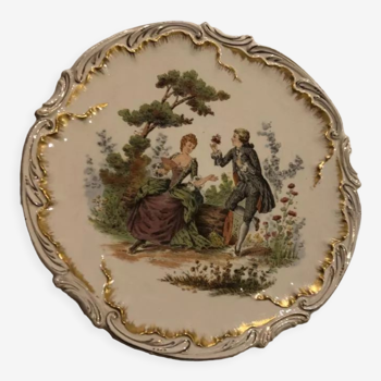 Assiette faïence Sarreguemines décor romantique