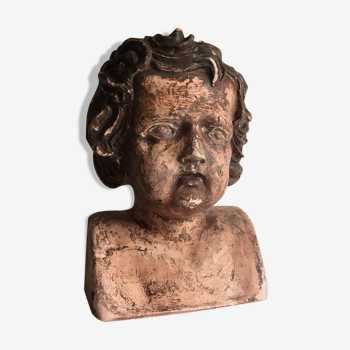 Bust old child in plaster stamped l.j.c.