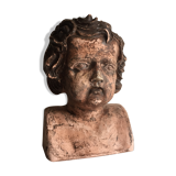 Bust old child in plaster stamped l.j.c.