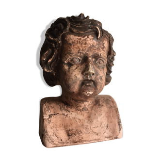 Bust old child in plaster stamped l.j.c.