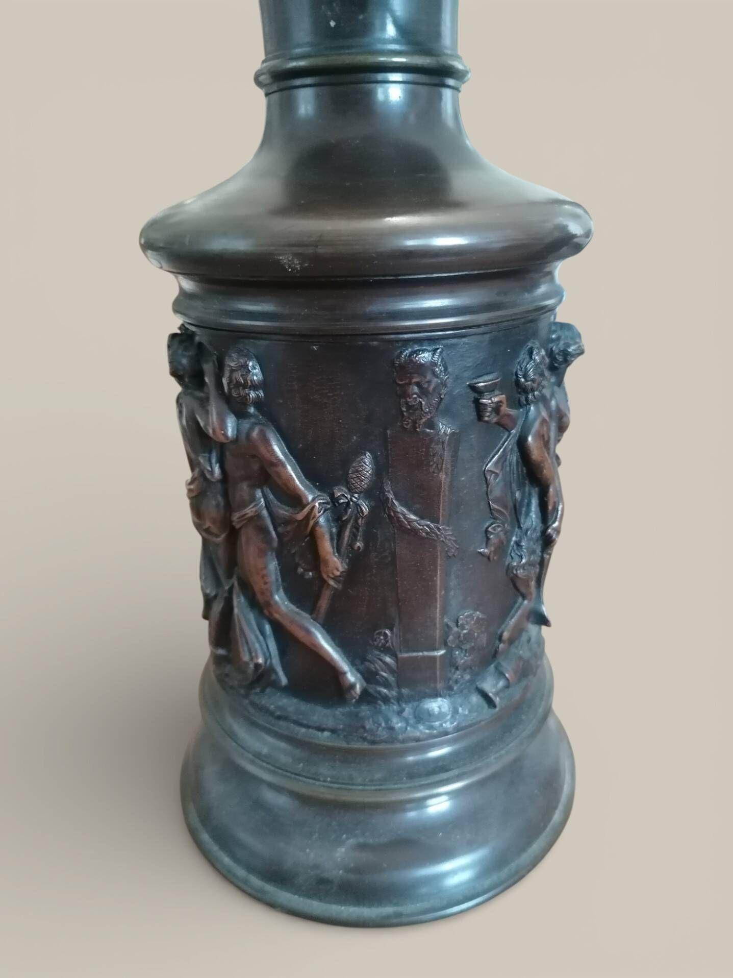 Pair of antique lamp feet - Greek mythology - Bacchanalia