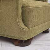 1960s, Danish vintage relax armchair, furniture cotton/wool, beech wood.