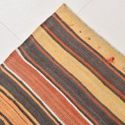 4x7 Kilim Terracotta Red & Orange Striped Turkish Vintage Kilim Rug