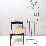 Vintage Set of Six Walnut Chairs by Gianfranco Frattini for Cassina with Stripe Patterned Orange Fab