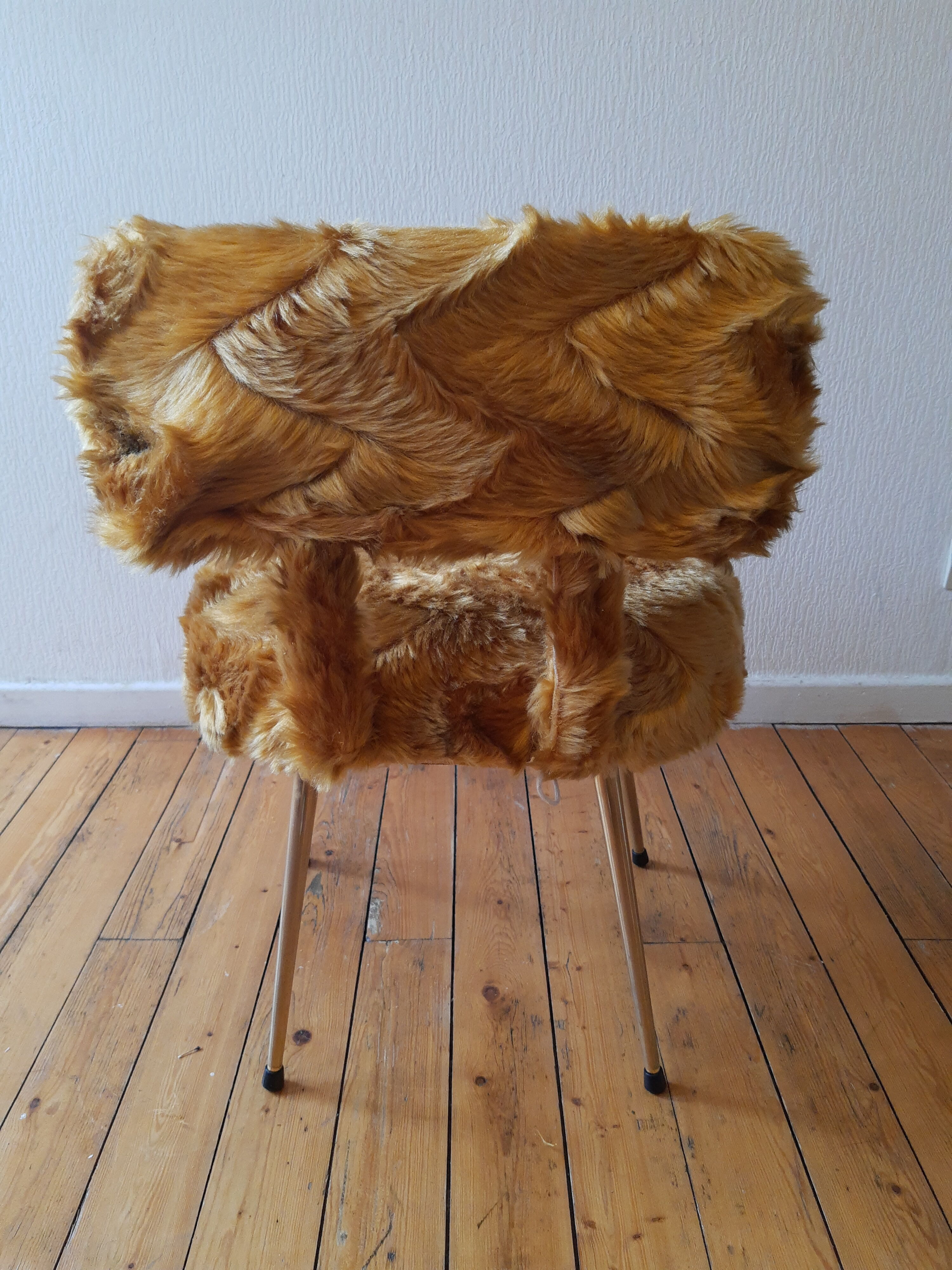 Vintage Moumoute Chair Pelfran Mustard Yellow